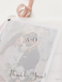 Thank you Card in Vellum with Rose Gold Accents with your Own Photo