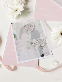 Thank you Card in Vellum with Rose Gold Accents with your Own Photo