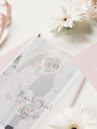 Thank you Card in Vellum with Rose Gold Accents with your Own Photo