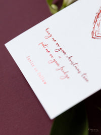 Miroir rouge de l'arbre de Noël Enregistrer l'aimant de date dans la gravure en plexi, le ruban de velours.