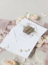 Hexagonal Mirror Magnet Personalised Engraving with Rose Gold Foil Save the Date Card