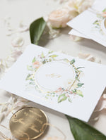 Floral Circle Round Save the Date with Plexi Mirror Magnet & Real Foil