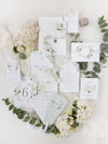 White Hydrangea Wedding Petal Program Fan, Order of Day in Sage Green, Order of Service