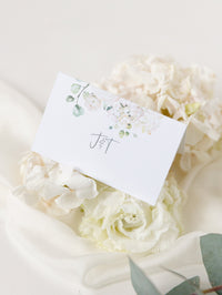 White Hydrangea Design Place Cards