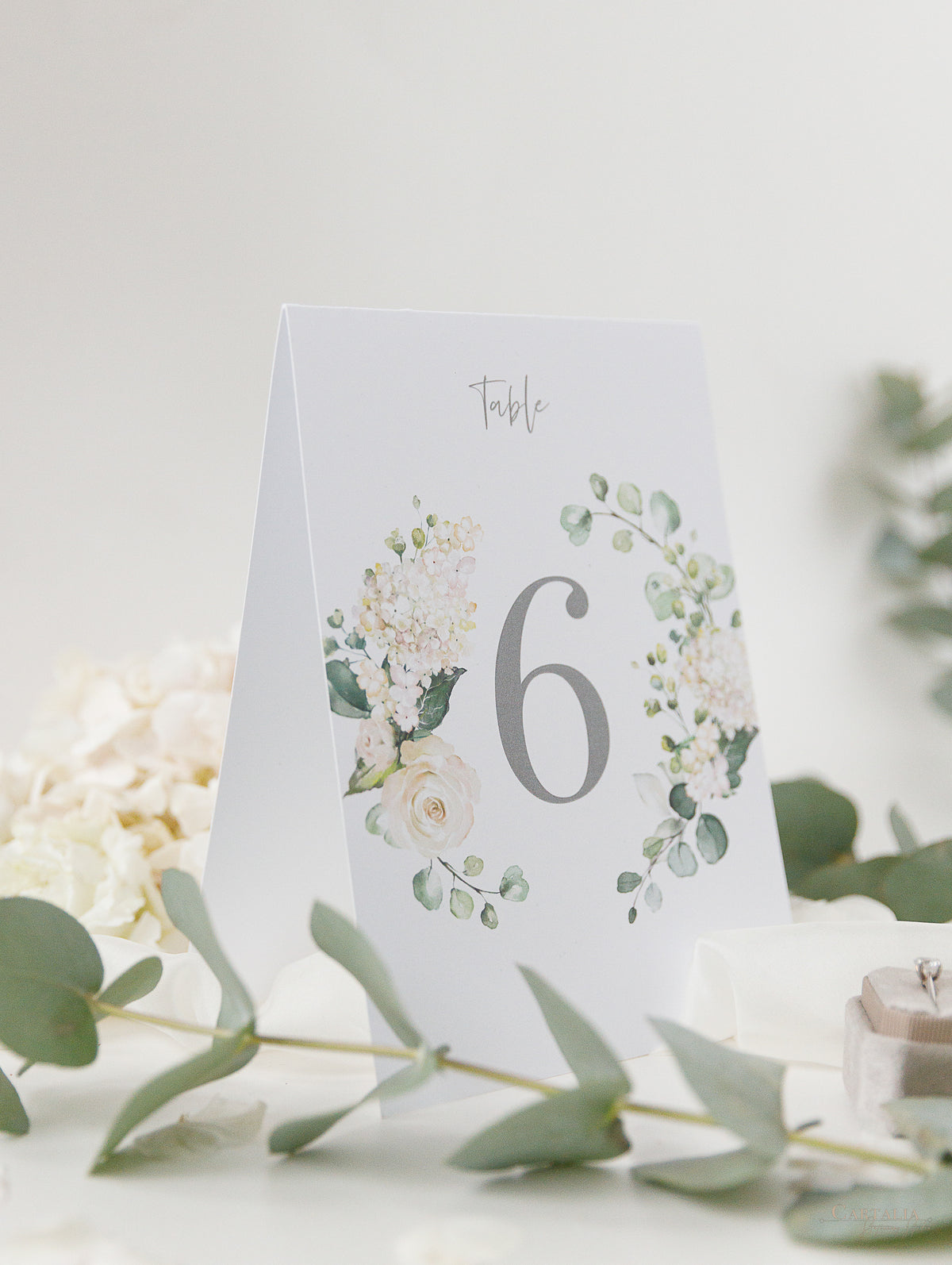 White Hydrangea Table Numbers