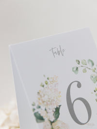 Numéros de table d'hortensia blanche