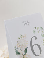 White Hydrangea Table Numbers