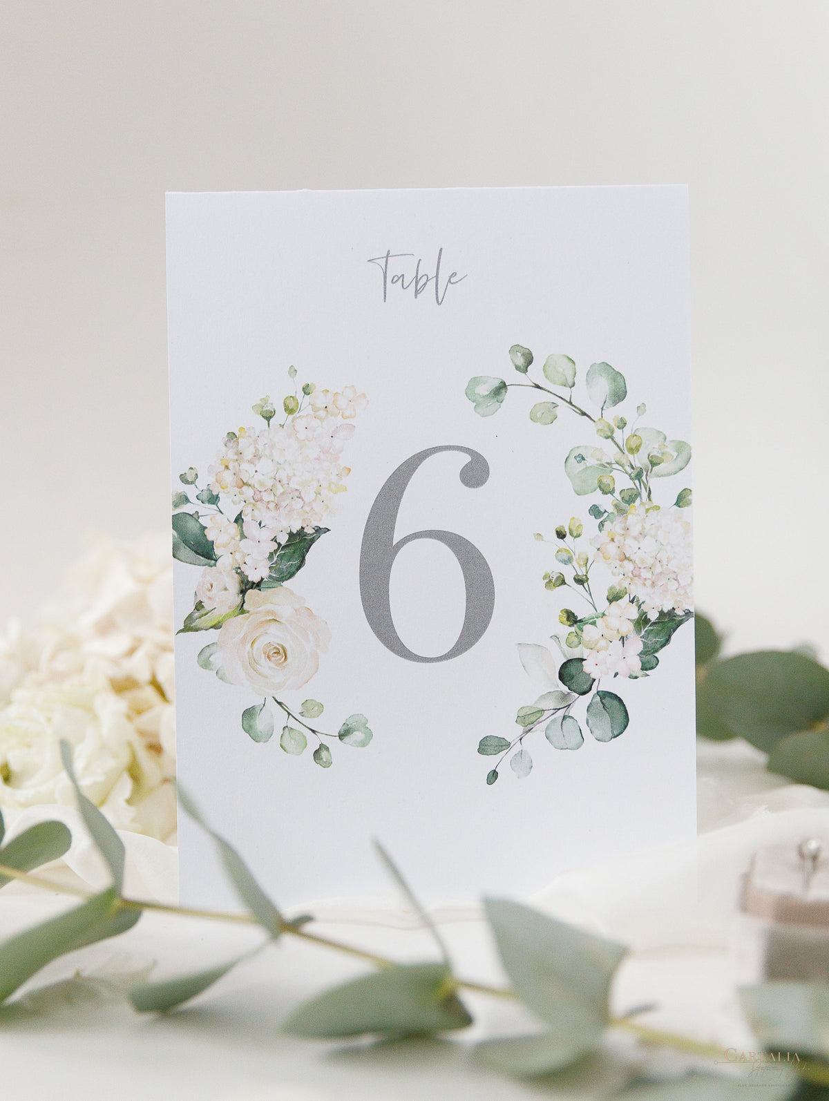 White Hydrangea Table Numbers