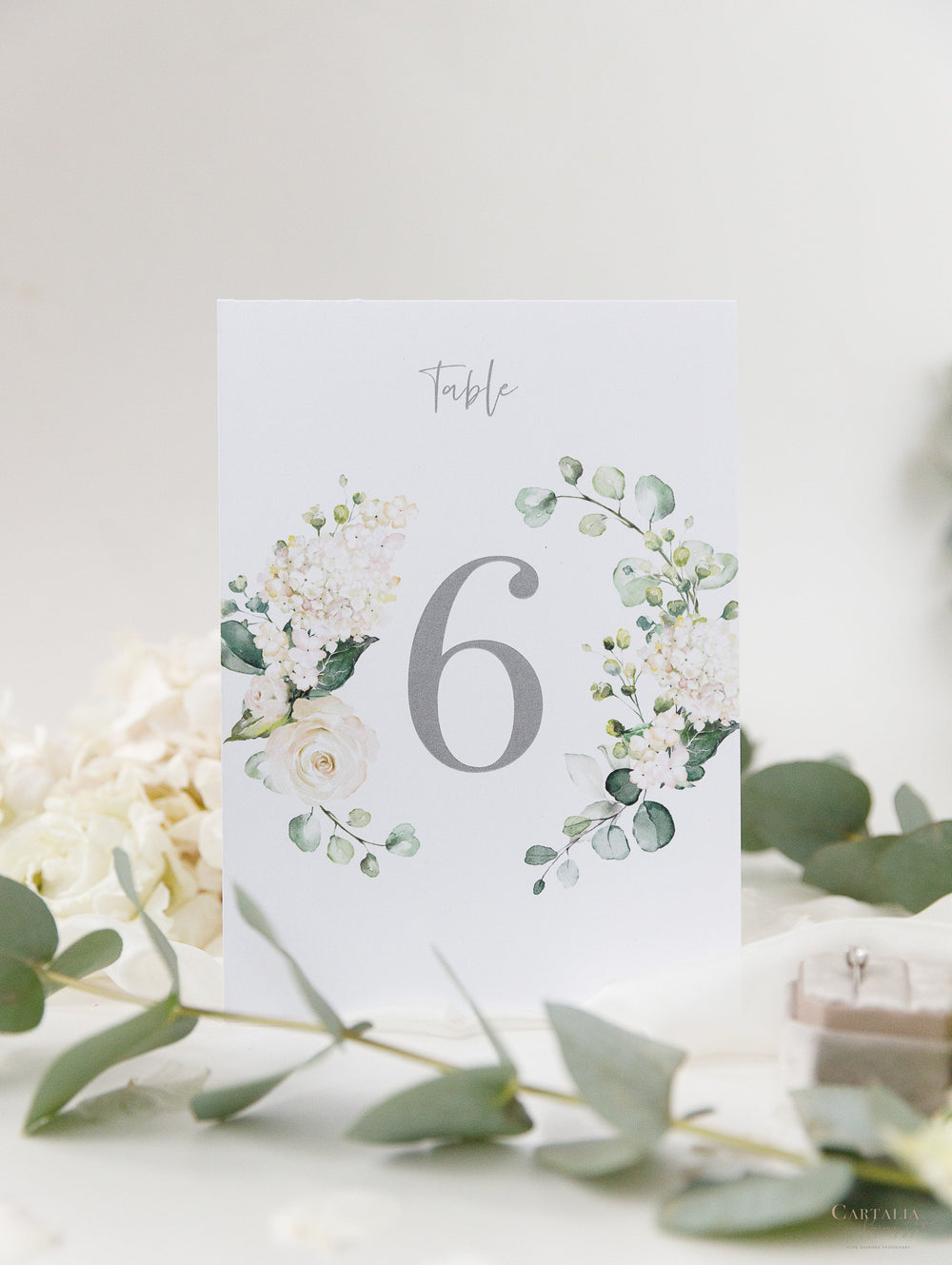 White Hydrangea Table Numbers – Cartalia