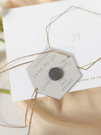 Espejo Plexi hexagonal moderno ahorra los imanes de fecha | Invitación de boda | Oro plata