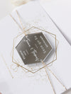 Specchio Plexi in esagono Save the Date Magnet con carta e cordino dorato
