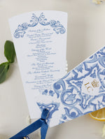 Ordine del giorno del matrimonio di destinazione, ordine del servizio con limoni e piastrelle siciliane