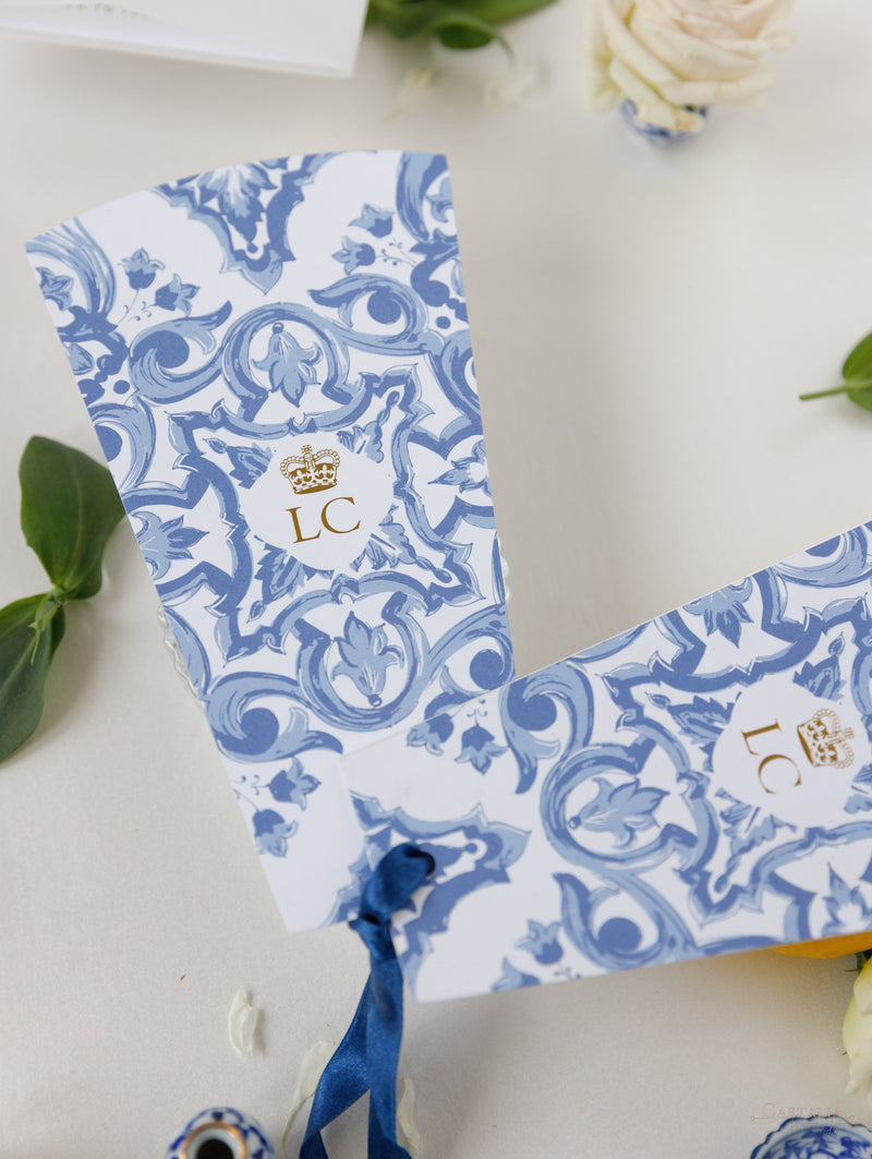 Ordine del giorno del matrimonio di destinazione, ordine del servizio con limoni e piastrelle siciliane