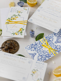 Luxury Destination Wedding Passport with Lemons and Sicilian Tiles, Italy