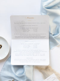 Invitation de la Grèce de Santorini - Plan gravé de luxe en or invitation de mariage aux passeports en or