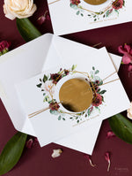 Cerchio rotondo rosso Boho Save the Date con magnete acrilico a specchio in plexi vera lamina