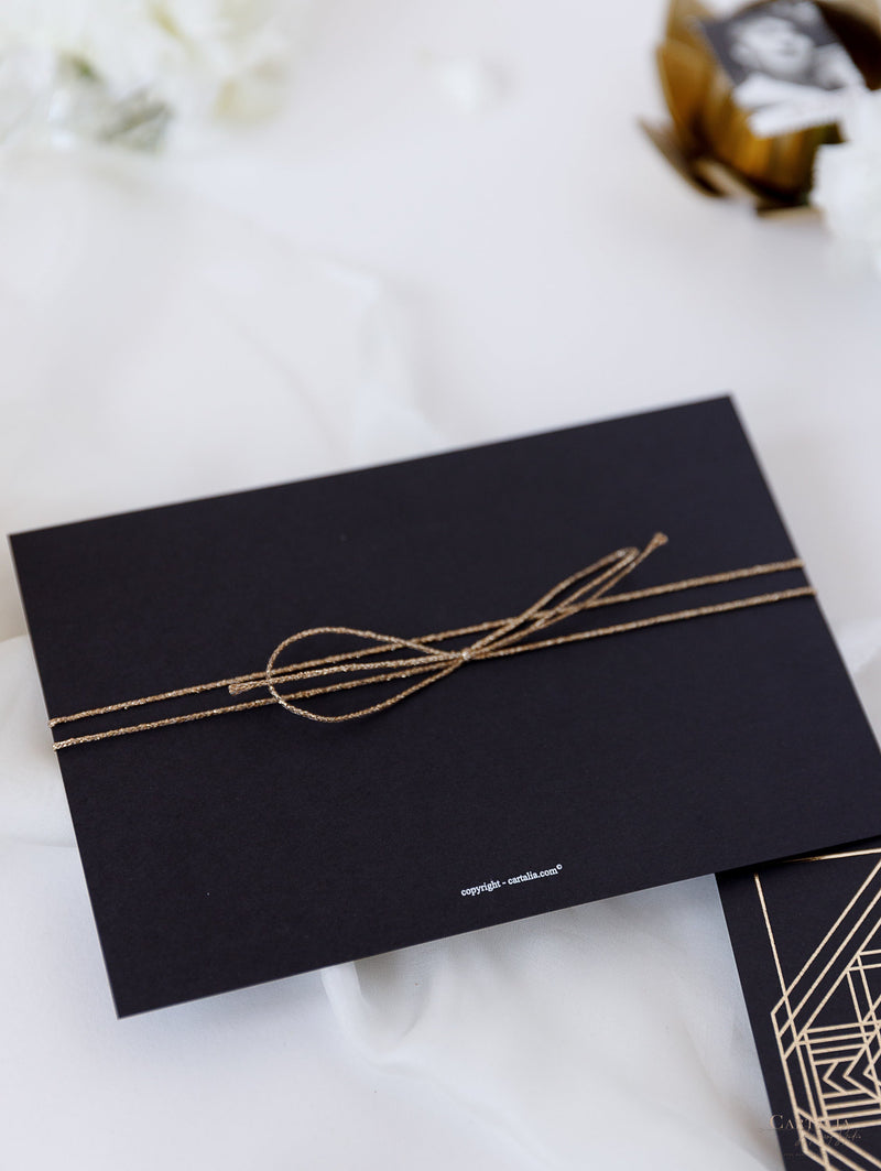 Magnete in plexi geometrico Art Déco Great Gatsby Save the Date con specchio dorato