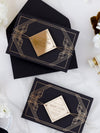 Magnete in plexi geometrico Art Déco Great Gatsby Save the Date con specchio dorato