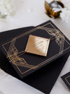 Magnete in plexi geometrico Art Déco Great Gatsby Save the Date con specchio dorato