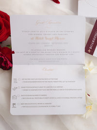 Portefeuille de voyage à destination de luxe | Foil d'or et gravé avec Plancheur Planche Portefeuille Passeport: Invitation de passeport de mariage de luxe