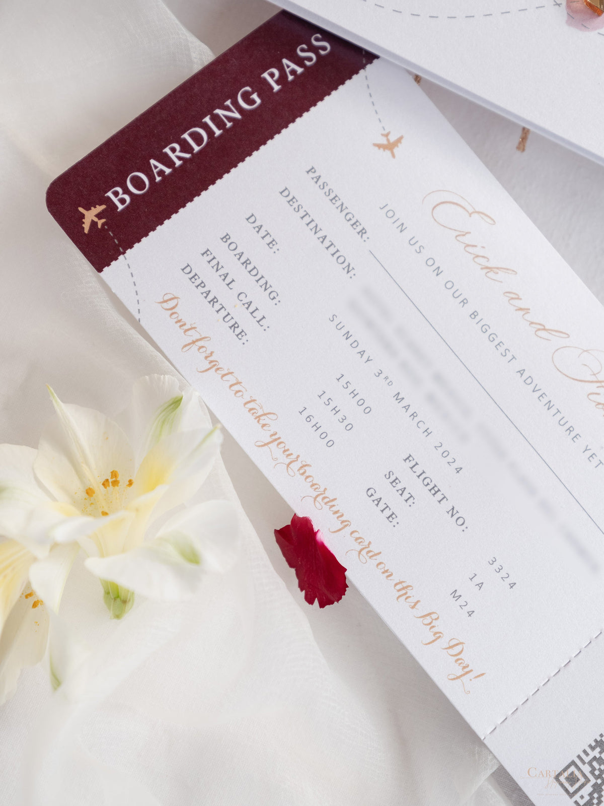 Portefeuille de voyage à destination de luxe | Foil d'or et gravé avec Plancheur Planche Portefeuille Passeport: Invitation de passeport de mariage de luxe