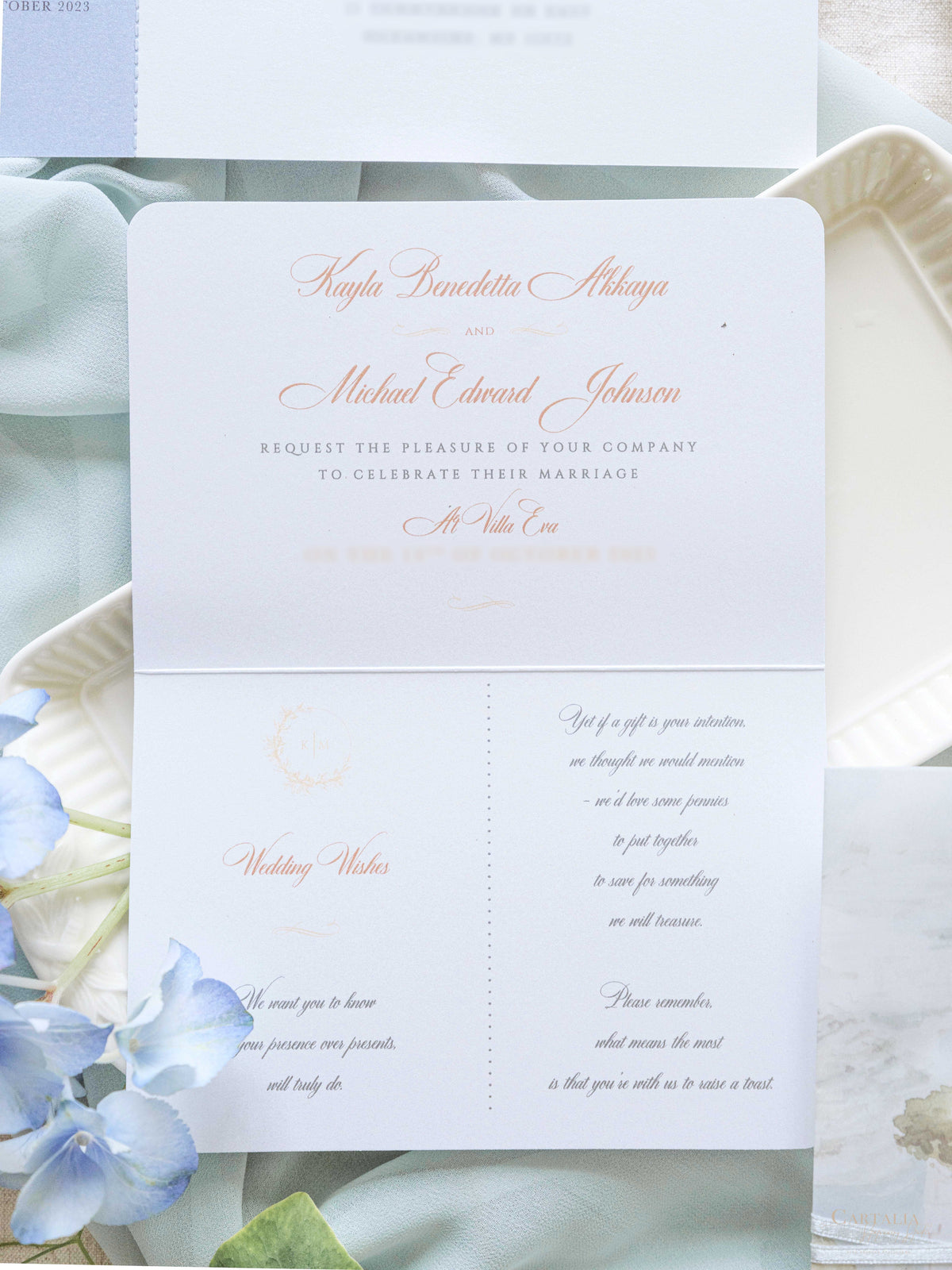 Passport Invitation Suite with Custom Vellum Watercolour Design | Villa Eva, Ravello, Amalfi Coast