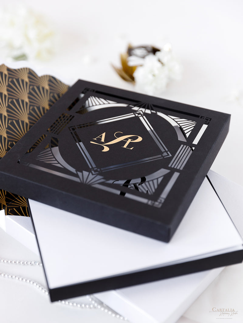 Art Deco Couture Bespoke Box : 3D Custom Design in Black & Gold | Bespoke Commission A&L