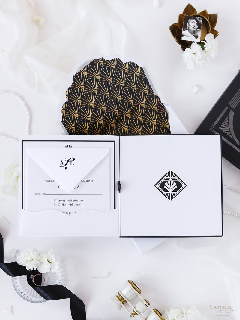 Art Deco Couture Bespoke Box : 3D Custom Design in Black & Gold | Bespoke Commission A&L