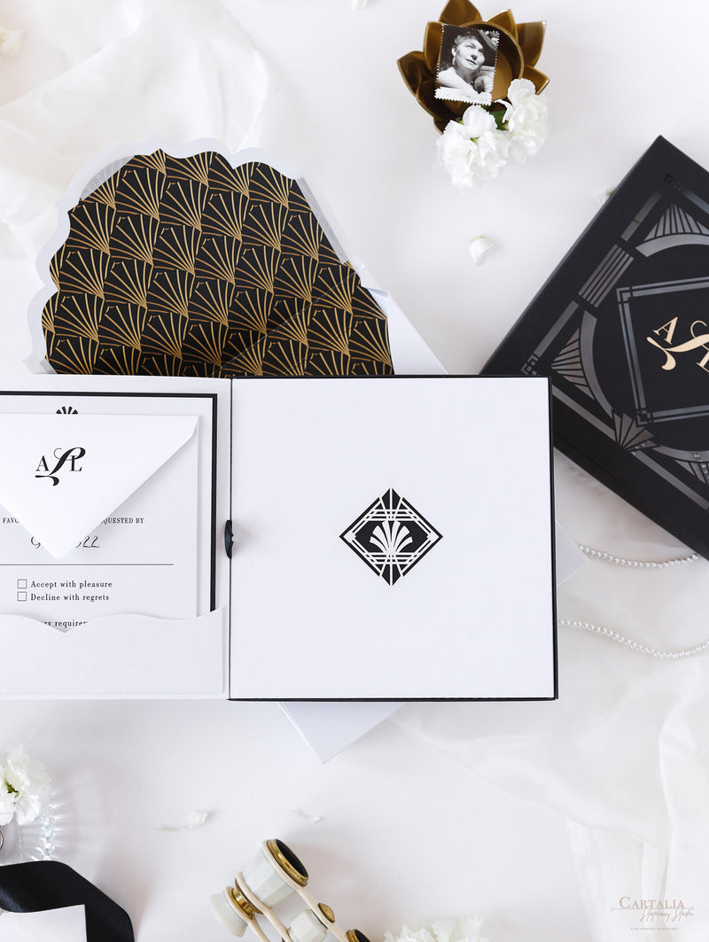 Art Deco Couture Bespoke Box : 3D Custom Design in Black & Gold | Bespoke Commission A&L