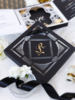 Art Deco Couture Bespoke Box : 3D Custom Design in Black & Gold | Bespoke Commission A&L