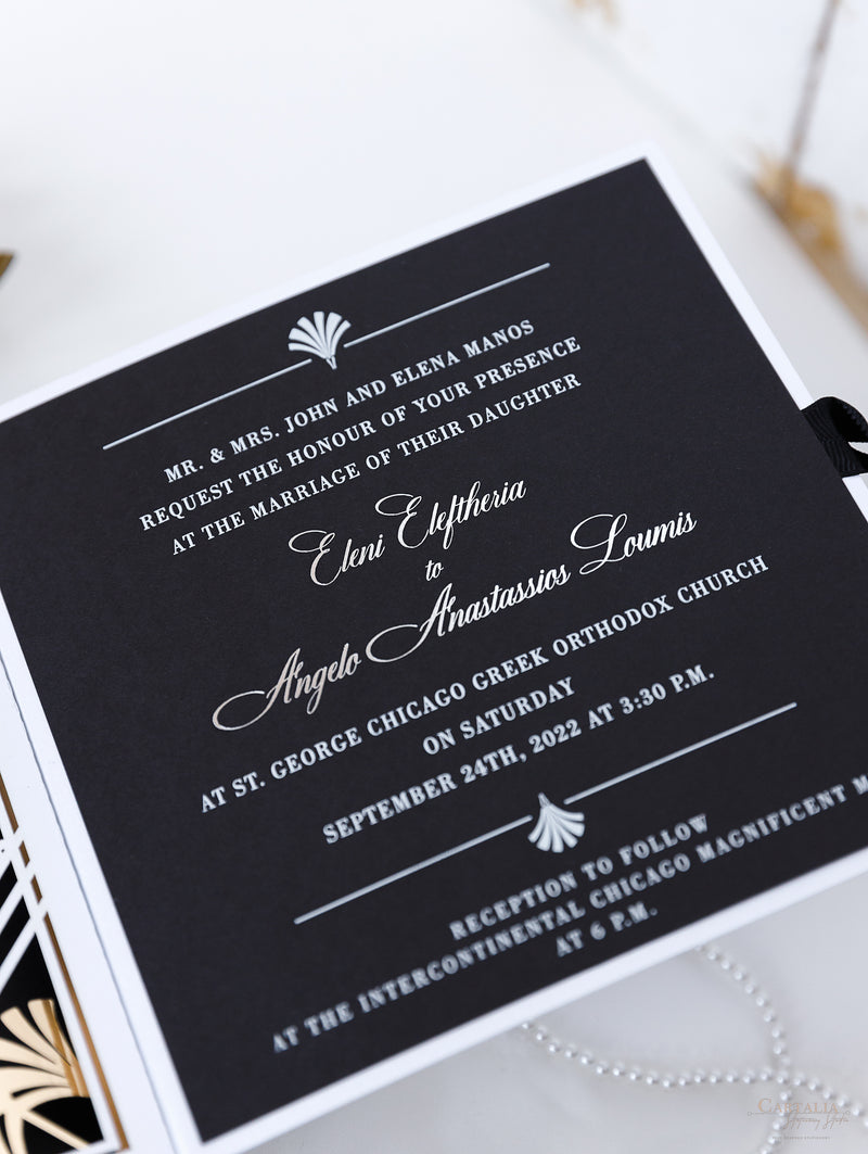 Art Deco Couture Bespoke Box : 3D Custom Design in Black & Gold | Bespoke Commission A&L