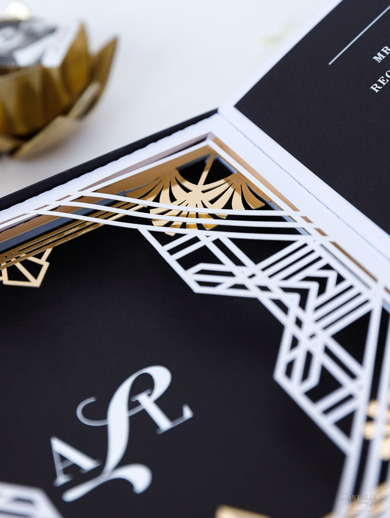 Art Deco Couture Bespoke Box : 3D Custom Design in Black & Gold | Bespoke Commission A&L