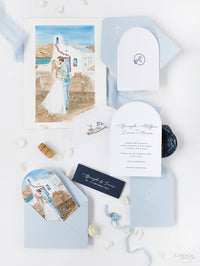 Lieu: Greece Wedding Arch Style Deluxe Stationery | Commission sur mesure A&I