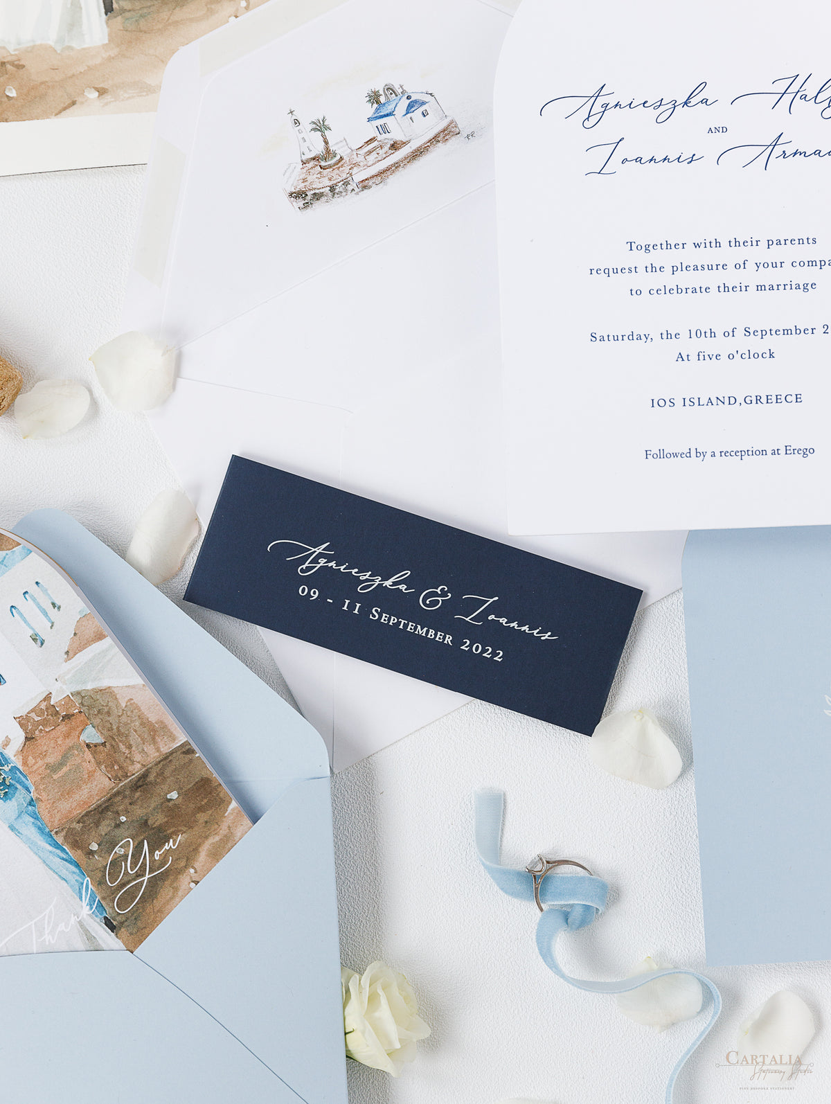 Lieu: Greece Wedding Arch Style Deluxe Stationery | Commission sur mesure A&I