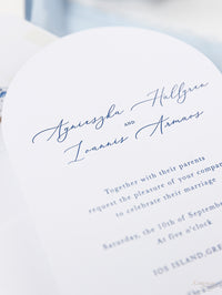 Lieu: Greece Wedding Arch Style Deluxe Stationery | Commission sur mesure A&I