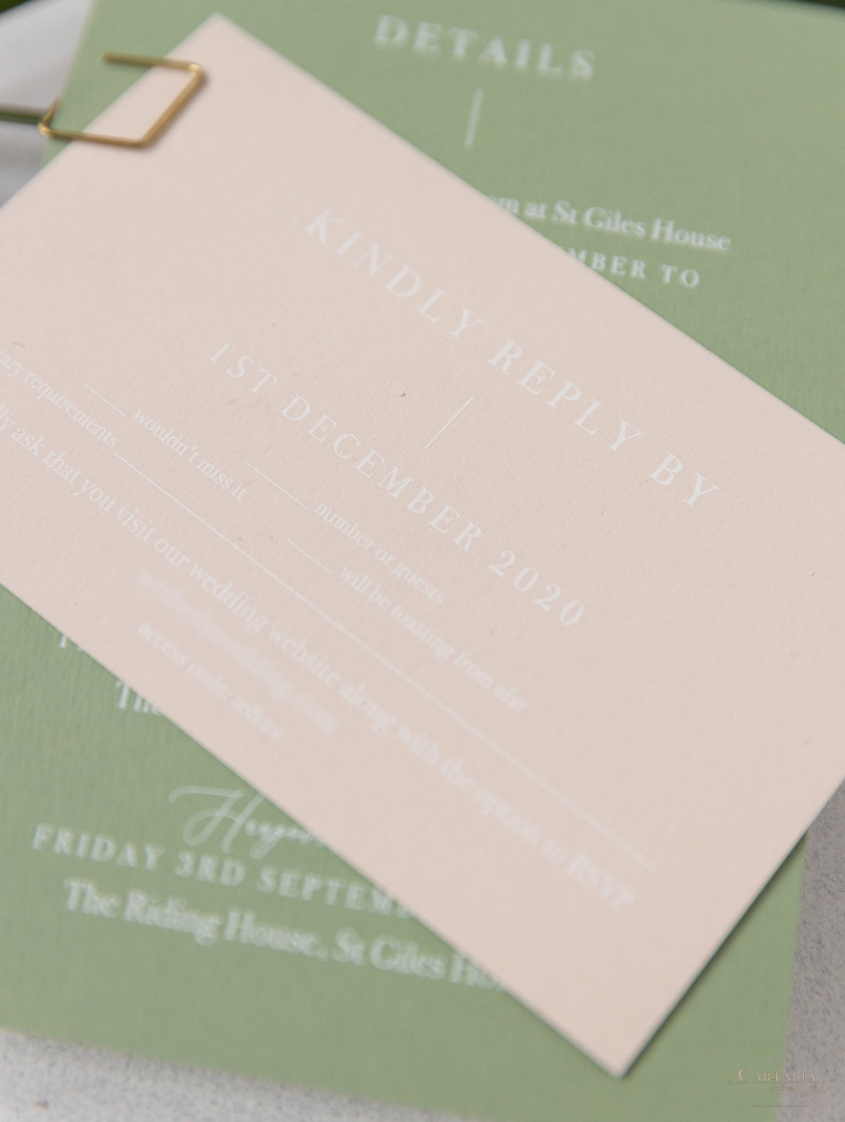 Sage Green Palm FearS Invitation Suite de mariage | Commission sur mesure D&A