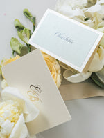 Sage Green & Champagne Place Cards with Gold Foil Monogram