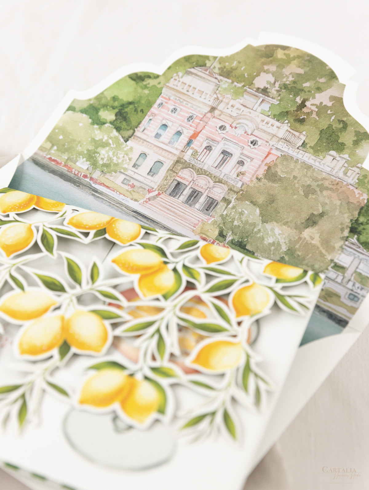 Lieu personnalisé: Villa Feltrinelli dans le lac Garda Wedding Invitations Suite | Commission sur mesure A&D