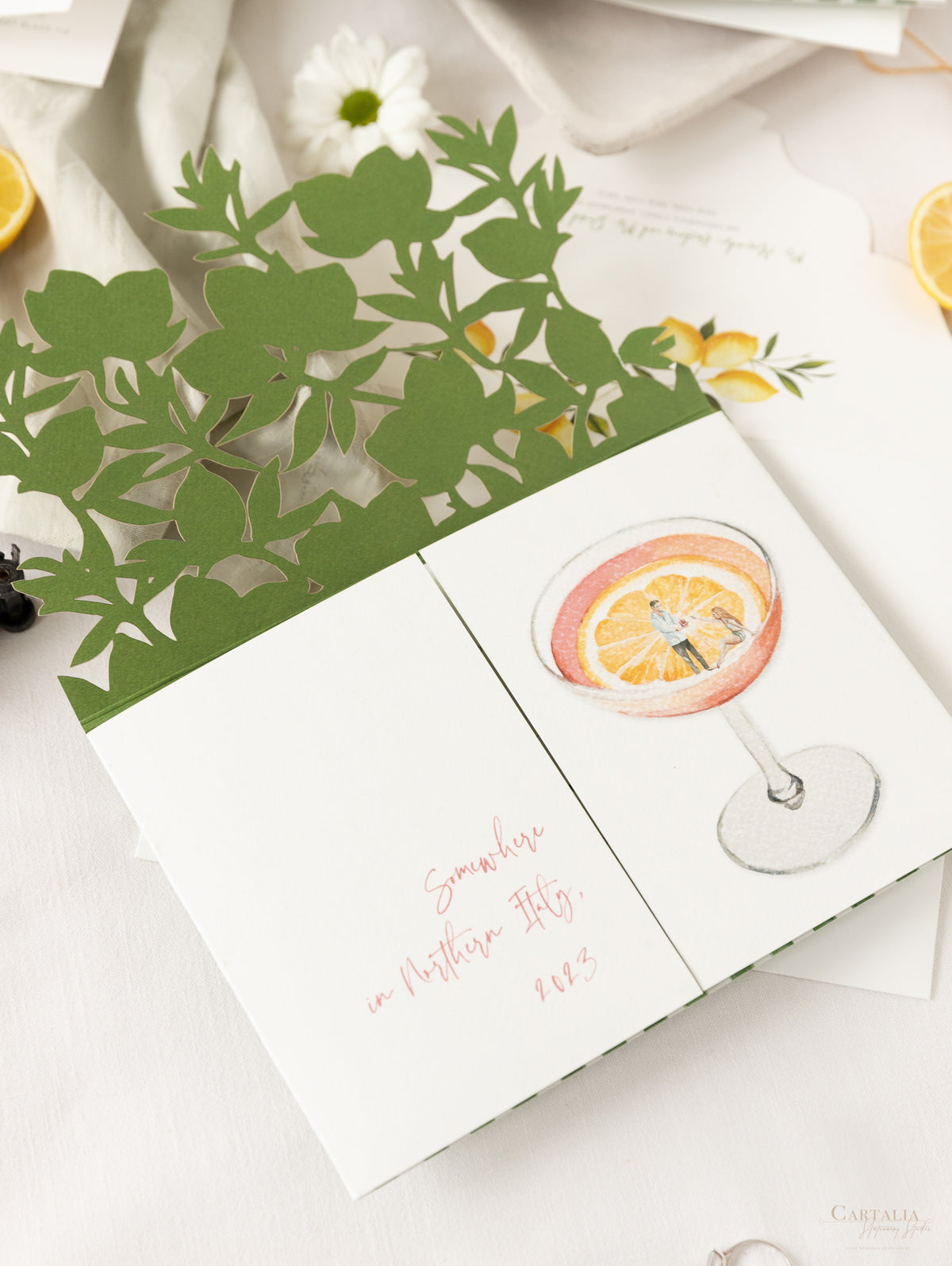 Lieu personnalisé: Villa Feltrinelli dans le lac Garda Wedding Invitations Suite | Commission sur mesure A&D