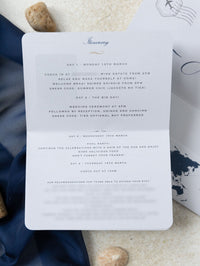 Navy Blue & Gold Travel Wallet: Luxury Wedding Passport Invite in Pocket & Mirror Tag Passport Invitation Suite