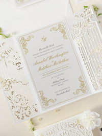 Luxury Venue Inspired Ornamental Gate Laser Cut Day Invitation with Vellum with Wax Seal