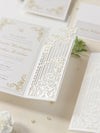 Luxury Venue Inspired Ornamental Gate Laser Cut Day Invitation with Vellum with Wax Seal