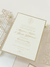 Luxury Foil Golden Ornamental Gate Laser Cut Wedding Day Invitation with Gold Foil Modern Calligraphy