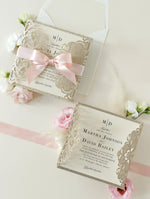 Deluxe Blush Satin Glitter Luxury Gatefold with Pearlised Lined Envelopes
