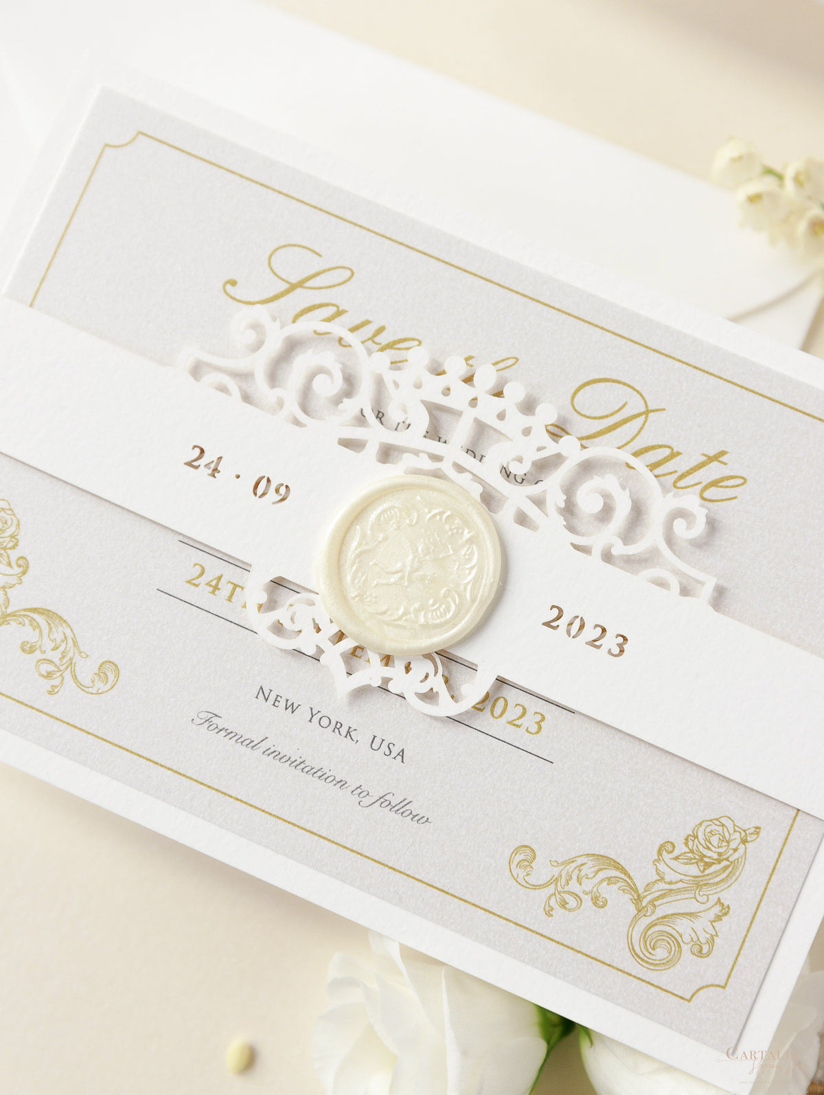 Ornamental Gate Laser Cut Wax Seal Wedding Save the Date