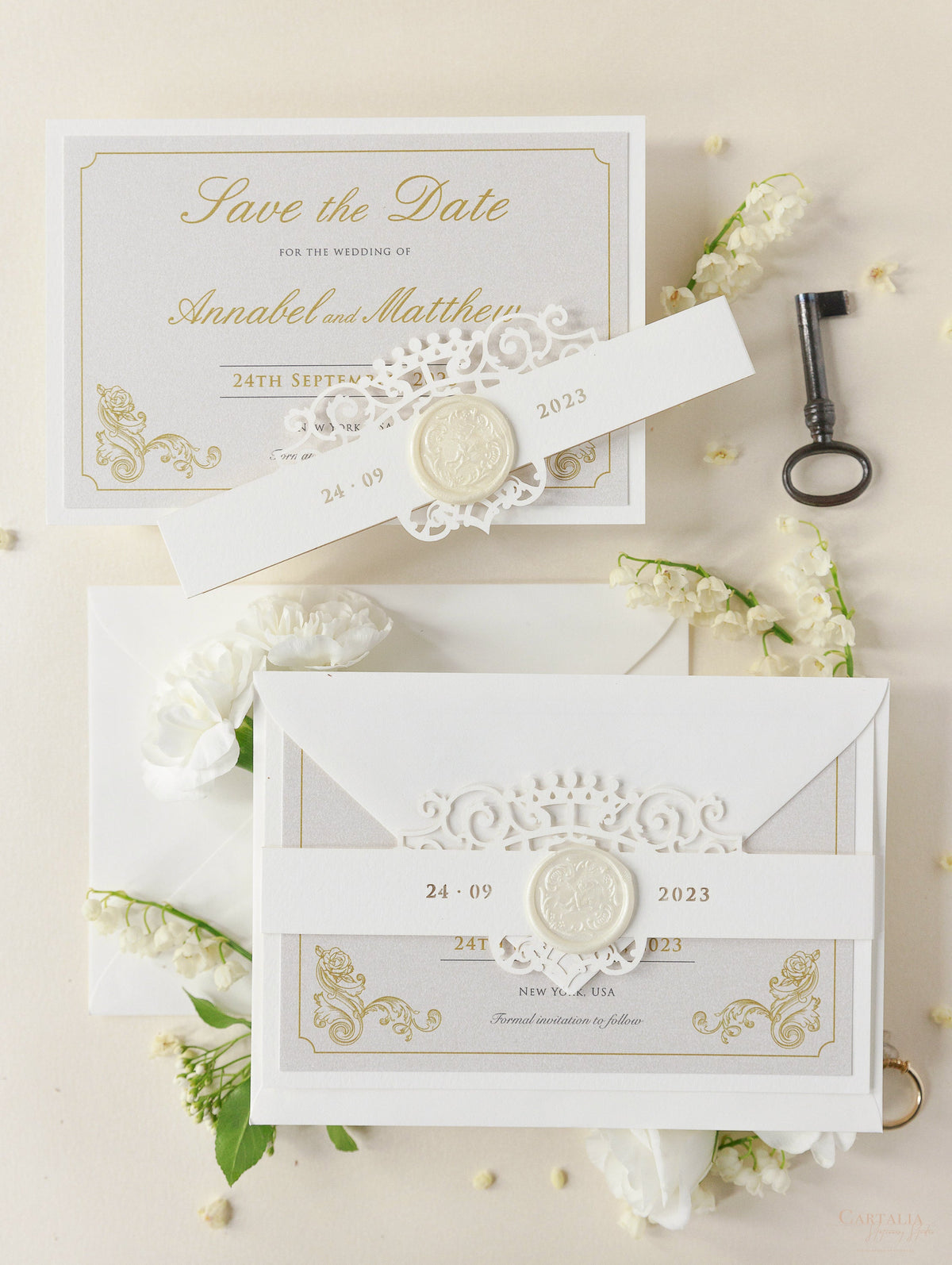 Ornemental Gate Laser Cut Wax Seal Wedding Sauf la date