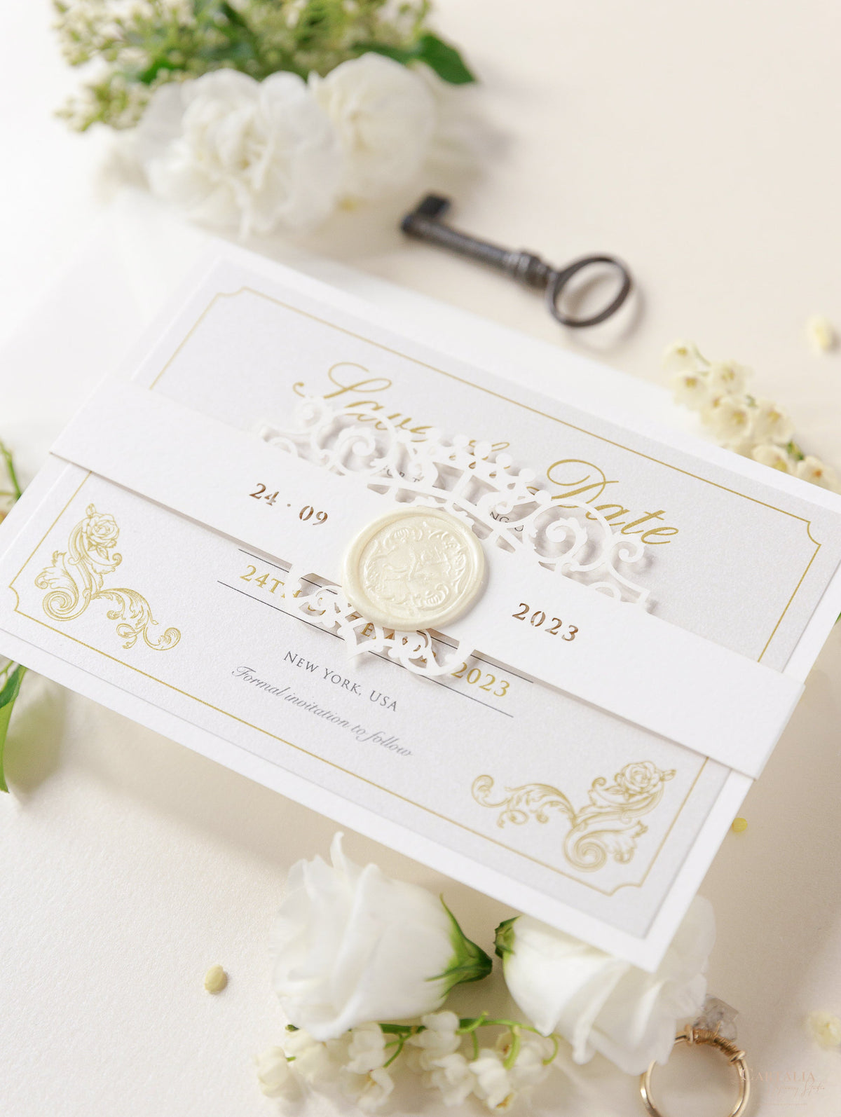 Ornemental Gate Laser Cut Wax Seal Wedding Sauf la date