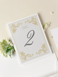 Classic Table Number & Name in Old gold  and Champagne