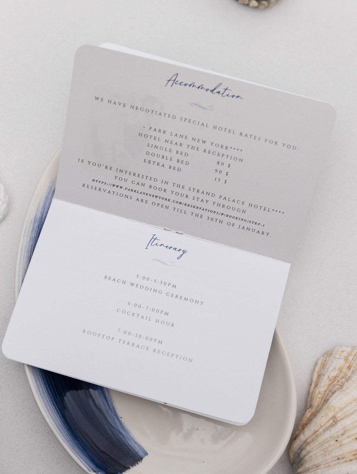 Nautical Wedding Passport Invitations with Silver Boat Tag & Anchor Foil