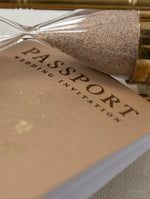Premium Nude Leather Passport Invitations with Gold Foil & Personal Engraving